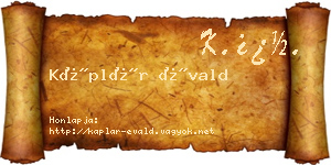 Káplár Évald névjegykártya